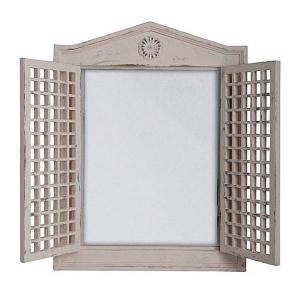 Rustic White Wooden Mirror with Lattice Doors