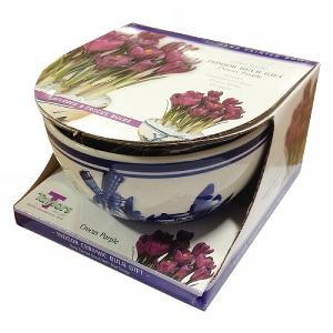 Purple Crocus Delft Bowl