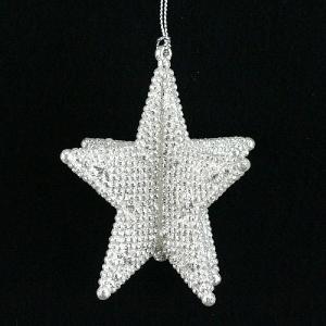 Gisela Graham Silver Glitter Acrylic Star Hanging 8cm