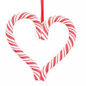 Gisela Graham Acrylic Candy Cane Heart Tree Decoration