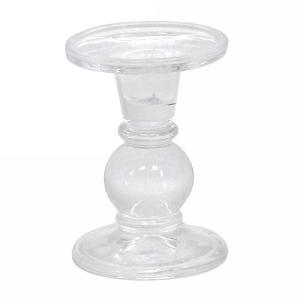Gisela Graham Clear Glass Ball Candlestick (12cm)