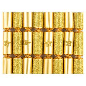 Robin Reed Gold Glitter Star 6" Christmas Crackers Pack of 8