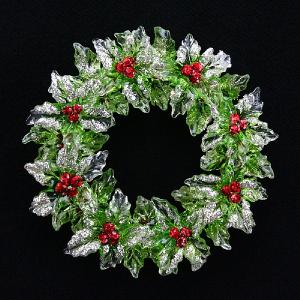 Gisela Graham Acrylic Holly Wreath Tree Decoration