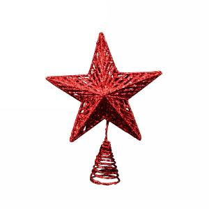 Gisela Graham Red Glitter Acrylic Star Tree Topper