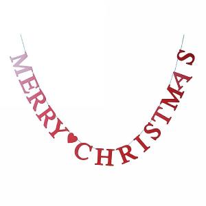Gisela Graham Red Wooden 'Merry Christmas' Garland