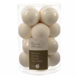 Decoris Wool White 35mm Mini Glass Baubles Tub of 16