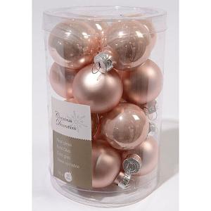 Decoris Blush Pink 35mm Mini Glass Baubles Tub of 16