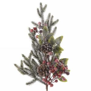 Decorated Berries and Snow Spray with Pinecones 50cm