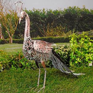 Smart Solar Metal Peacock Silhouette