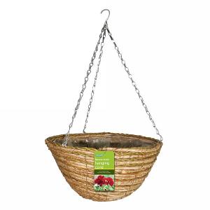 Rattan & Corn Rope Hanging Basket 35cm