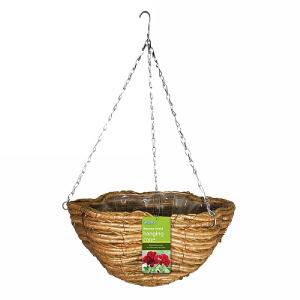 Rattan & Corn Rope Scalloped Basket 35cm