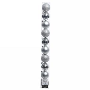 Decoris Silver Shatterproof Baubles 6cm (Tube of 10)