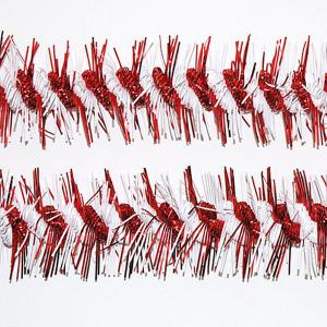 White & Red Curly Tinsel 50mm x 2m