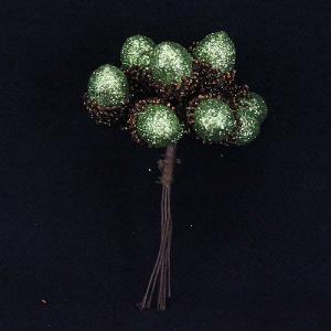 Gisela Graham Green Glitter Acorn Pick Bunch 11cm