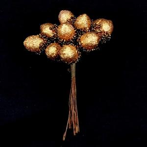 Gisela Graham Copper Glitter Acorn Pick Bunch 11cm