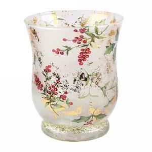 Gisela Graham Gold Brushed & Holly Glass Nite Lite Small