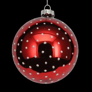 Gisela Graham Shiny Red & White Mini Dot Ball - 80mm