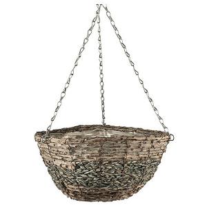 Gardman 14" White Wash Rattan Round Hanging Basket