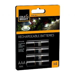 Cole & Bright AAA Rechargeable Batteries - Pack of 4