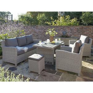 Kettler Palma Sofa Casual Dining Set White Wash (Dark Oak Top)