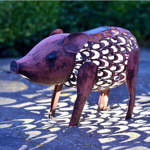 Smart Solar Metal Silhouette Pig