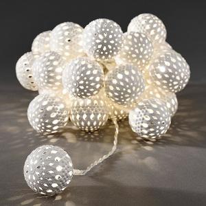 20 White Metal Balls Warm White Light Set