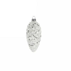 Gisela Graham Clear Glass & Silver Glitter Cone Tree Decoration