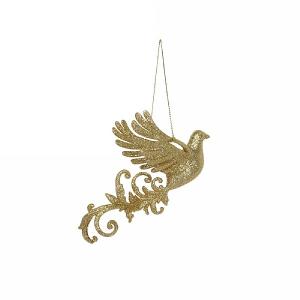 Gisela Graham Gold Glitter Acrylic Flying Bird Tree Decoration