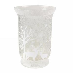 Gisela Graham Clear Glass & Iridescent Glitter Scene Nite Lite Pot Large