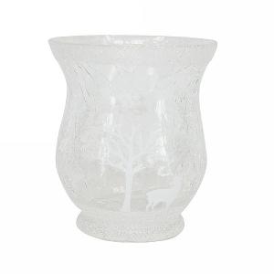 Gisela Graham Clear Glass & Iridescent Glitter Scene Nite Lite Pot Small