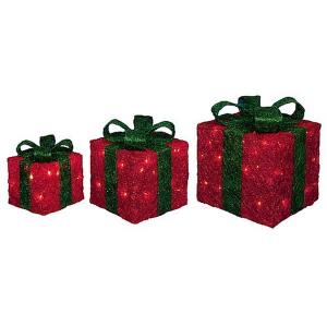 Premier Red Glitter LED Parcels Set of 3