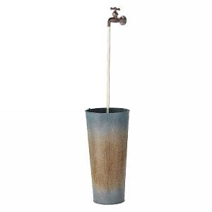 Zinc Bucket Fountain Water Feature with LED Lights - Steel Grey