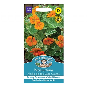 Mr Fothergills Nasturtium Alaska Tip Top Deep Orange Seeds