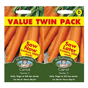 Mr Fothergills Carrot Nantes 5 Bumper Pack Seeds