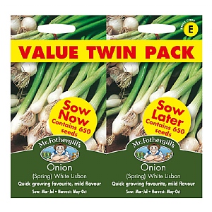 Mr Fothergills Onion (Spring) White Lisbon Bumper Pack Seeds