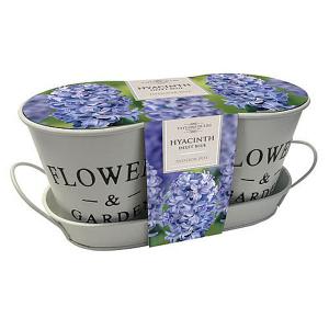 Hyacinth Delft Blue Metal Duo Planter