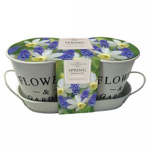 Spring Flowering Metal Duo Planter