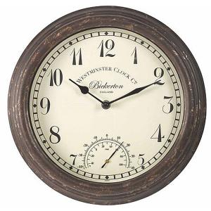 Outside In Bickerton Wall Clock & Thermometer 12''