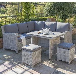 Kettler Palma Mini Corner Dining Set White Wash (Slat Top)