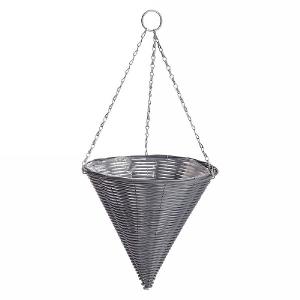 Dark Grey Rattan Effect Hanging Cone 35cm