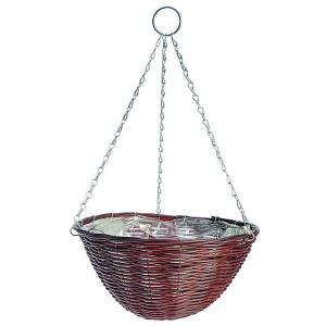 Rattan Effect Brown Hanging Basket 35cm