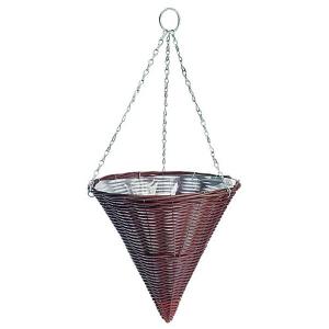 Rattan Effect Brown Hanging Cone 35cm