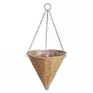 Natural Rattan Effect Hanging Cone 35cm