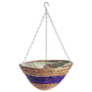 Banana Leaf & Purple Braid Hanging Basket 35cm