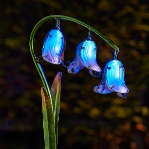 Solar Bluebell Glass Flower Stake