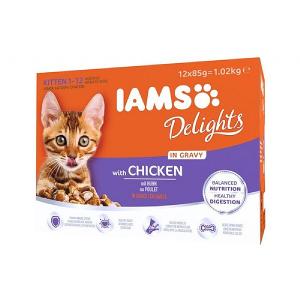 Iams Delights Kitten Pouch Chicken in Gravy 12x85g