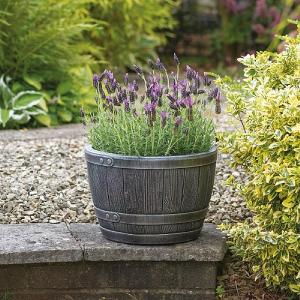 Blenheim Half Barrel Planter 40cm Pewter