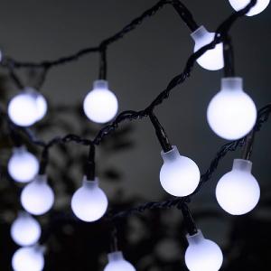 50 White LED Balls Battery String Lights