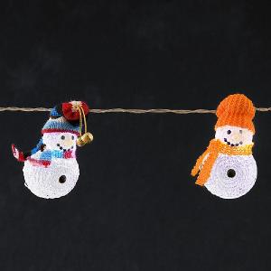 8 White LED Snowmen Light Set