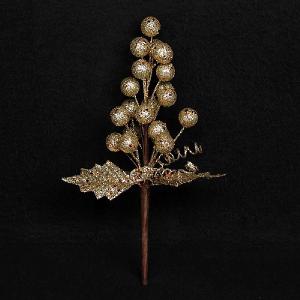 Gisela Graham Gold Glitter/Poly Cluster with Leaves